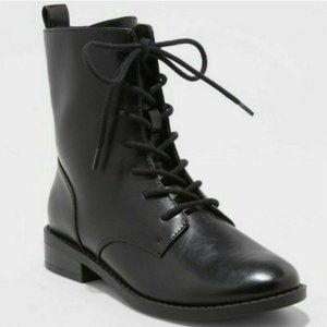 A New Day Women's Luci Refined Lace-Up Combat Boots Black 10 New